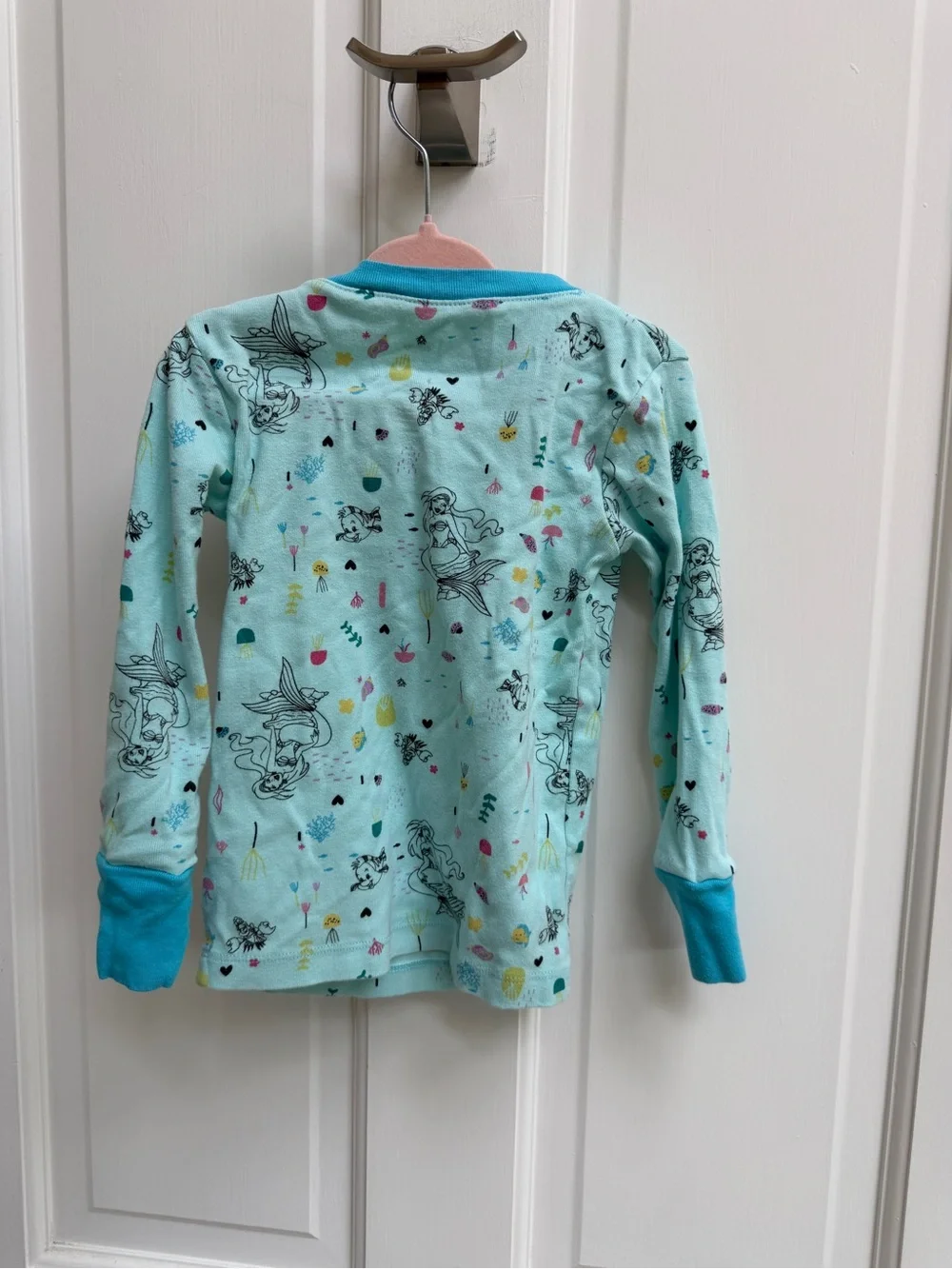 Disney Girls 5 The Little Mermaid Aqua Long-Sleeve Tee Pajama Top Ariel Shirt